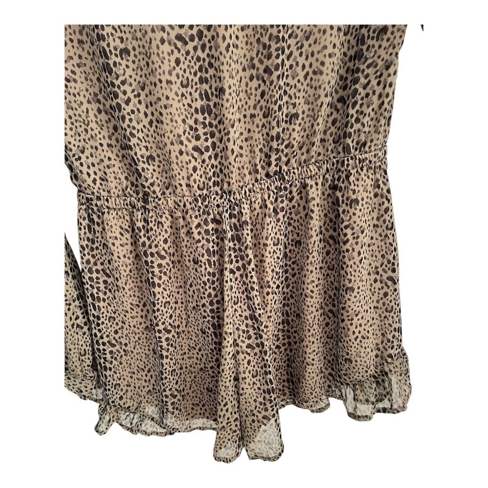 ASTR the Label Women Tan Black Cheetah Print Long Sleeve Ruffle Romper Size S - Picture 4 of 6